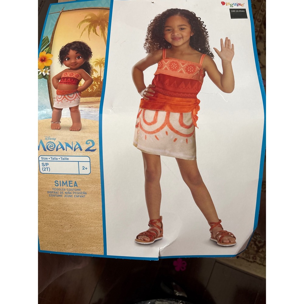 Disney Moana 2 Simea Toddler Costume Orange Cream 2T Disguise Halloween Dress Up